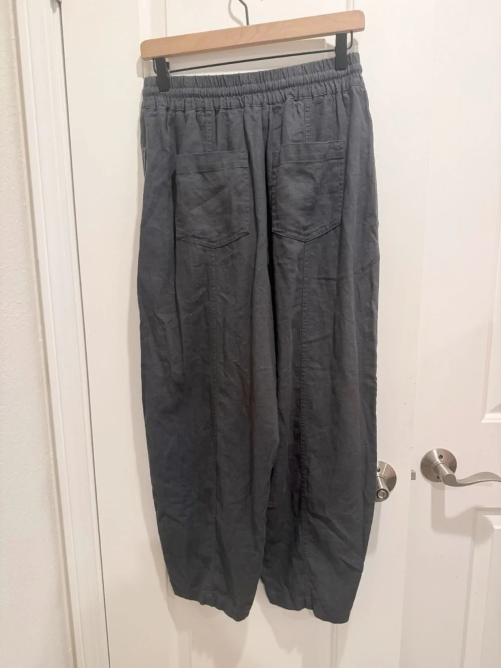 NWT ZARA Linen Blend Drawstring Pants‎ in Charcoal Grey size Small